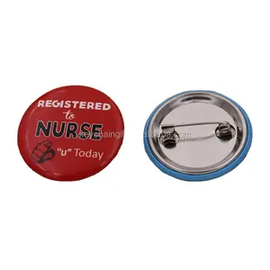 Formato personalizzato rotonda pulsante pin distintivo con torna safety pin