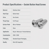 Sekrup Kepala Tombol Hex Socket Ulir Penuh Berbagai Panjang Kit Pengikat untuk Pembuatan Sepeda Motor Kustom