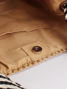 Nouvelle Sangle d'épaule pliable en corde de papier tressée à rayures, style marine coréen, avec boucle magnétique et nœud, pour les vacances à la plage Tanjing - Product Image 3