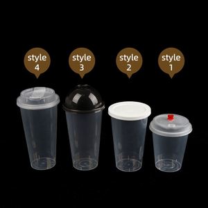 Gobelets en plastique jetables personnalisés avec logo, couvercles et pailles, à paroi simple, pour emporter, transparents en PP, pour bubble tea, boissons froides, glaces, bière, lait - Product Image 3