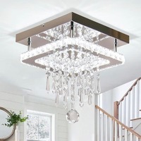 Lustre carré en cristal LED pour allée, couloir, entrée, restaurant, balcon, luminaire de plafond en cristal