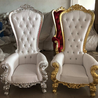 Fauteuils de luxe royaux pour hôtel, fauteuils à haut dossier pour le roi et la reine, avec revêtement en cuir PU, design antique, pour usage commercial