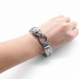 Yunnique-pulsera con cadena con cabeza de leopardo, joyería de moda unisex de plata tibetana, diseño geométrico, patrón animal, GZY-B0640 - Product Image 5