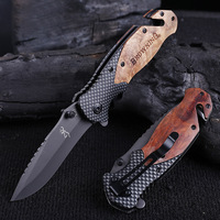 Couteau pliant en acier inoxydable avec manche en bois d'olivier, super tranchant, multi-outils de survie pour le camping, couteau de cuisine d'extérieur, logo OEM