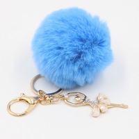 Porte-clés personnalisé en fourrure de lapin moelleuse de 3,1 pouces, avec grande boule de fille dansante tendance, cadeau de Noël pour fête