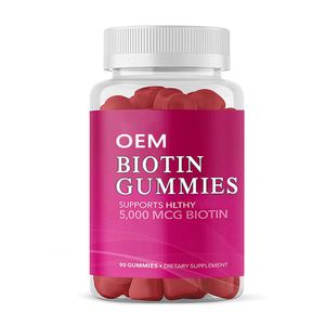 Label pribadi Vegan mendukung kulit rambut sehat & suplemen kuku Vitamin organik & Mineral Biotin Gummies untuk pertumbuhan rambut - Product Image 1