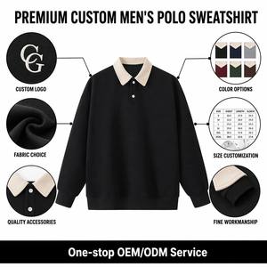Sudadera Personalizada Vintage 100% Algodón para Trabajo, Manga Larga, 320gsm, Felpa Francesa, Hombros Caídos, Cuello Camisero, Talla Grande - Product Image 2