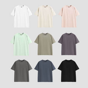 Camiseta de peso pesado 250GSM para hombre, mezcla de algodón y poliéster, camiseta informal de gran tamaño teñida Lisa para hombre - Product Image 5