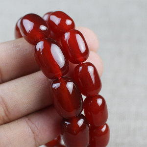 <b>Red</b> Agate Barrel <b>Bead</b> Bracelet 12mm Unisex Everyday Wear Jewelry Hangzhou Origin MN05 - Product Image 4