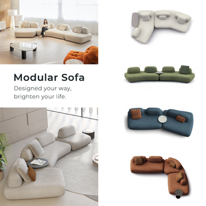 Set di Divani Modulari Color Crema Direttamente dalla Fabbrica |   Design con Angoli Arrotondati per Soggiorno Moderno - Product Image 5