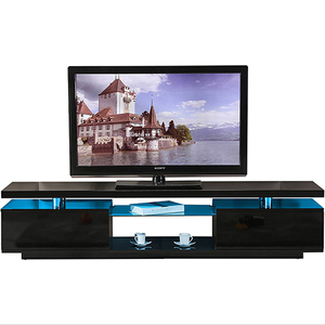 <span class=keywords><strong>Meuble</strong></span> <span class=keywords><strong>TV</strong></span> <span class=keywords><strong>blanc</strong></span> ou <span class=keywords><strong>noir</strong></span> de haute qualité, support d'unité de divertissement, étagère en verre <span class=keywords><strong>LED</strong></span> haute brillance - Product Image 1