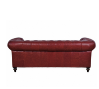 Canapé Chesterfield de luxe en cuir véritable, trois places, convertible, meubles de salon de villa, design classique capitonné