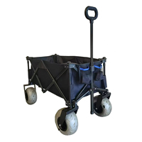 Chariot pliable de plage et de camping avec roues en PU, chariot pliable en acier inoxydable pour activités de plein air