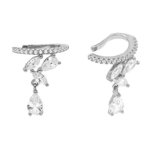 Gemnel Bridal Jewelry 925 Silver Luxury 18k Gold Cubic Zirconia Ear Cuff No Piercing Earrings For Women