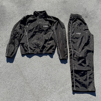 Ensemble de survêtement 2 pièces personnalisé en polyester et nylon, coupe-vent, rayé, velours épais, respirant, pour le jogging
