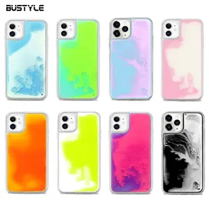 Custodia per cellulare al Neon luminosa con Glitter Quicksand per iPhone 11 custodia per telefono di lusso liquida per iPhone 12 13 custodia per telefono Pro Max