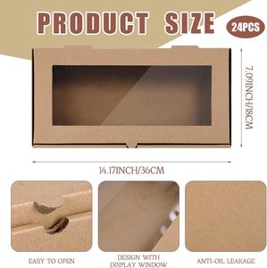 กล่องพิซซ่าลูกฟูกทรงสี่เหลี่ยม กล่องใส่อาหารแบบนำกลับบ้านพร้อมฝาปิดแบบมีหน้าต่างใสและห่วงดึงสำหรับใส่ขนมปังแผ่นบาง ขนมอบ - Product Image 2