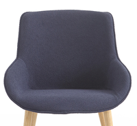 Fauteuil pivotant de détente bleu avec mousse moulée et base en bois massif pour bureau, hôtel, maison