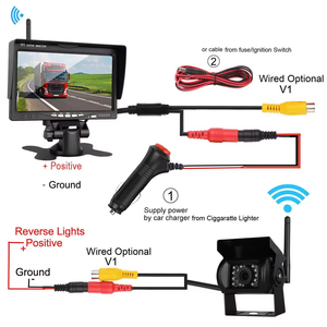 7 inch HD không dây sao lưu máy ảnh và màn hình Kit với Rear View đảo ngược hệ thống cho xe ô tô xe tải và suvs - Product Image 5