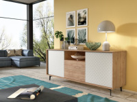 Meuble de rangement en bois de style moderne de haute qualité avec 3 portes à ouverture par poussée pour salon