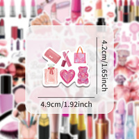 50 autocollants en PVC par sachet, autocollants de dessin animé roses pour cosmétiques, décorations pour voitures, étuis de téléphone et bagages
