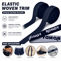 Ruban tissé naturel personnalisé avec logo, conforme aux normes, pour poignets de vêtements de sport double face non finis, certifié ASTM, fourni par le fabricant