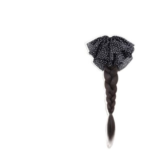 Braided Wig Polka Dot <b>Bow</b> Low Ponytail <b>Clip</b> On Natural Realistic Style For Women - Product Image 1