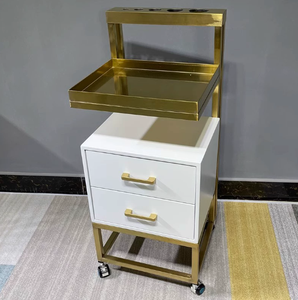 Multifunctional Professional Beauty Glass and Wood Cart Luxury Hair Salon <b>Trolley</b> - Product Image 2