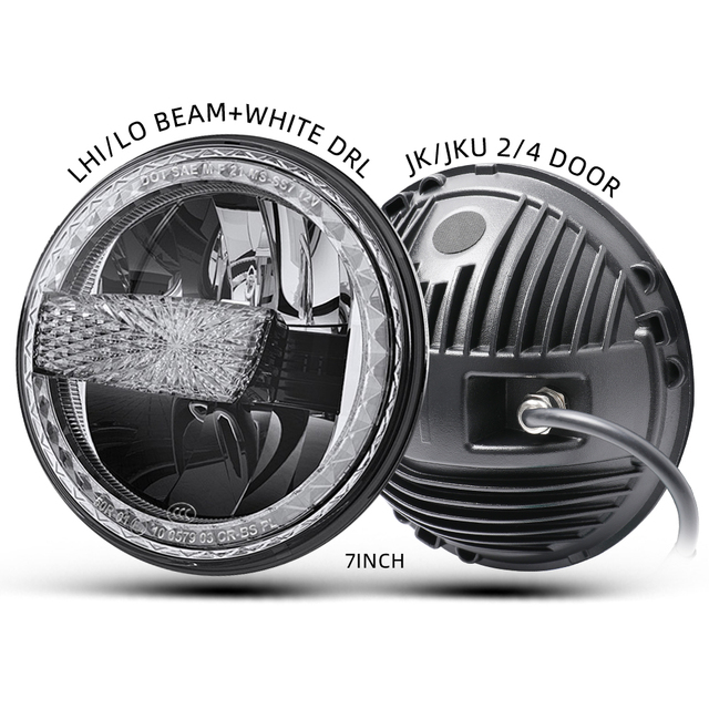Factory Wholesale High Power H2 TJ CJ JK 2 Door JKU 4 Door High Low Beam Angle Eye DRL Super Bright 7 Inch Round Led Headlights