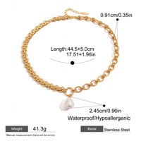 Collier tendance avec pendentif imitation perle et chaîne à maillons en acier inoxydable, bijoux de fête pour femmes, vente en gros