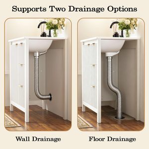 SENYUModern White Bathroom Vanity With Brass Handles And Ribbed Design Storage Cabinet - Product Image 6
