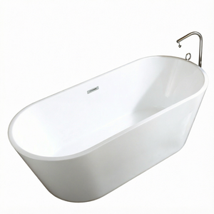 Baignoire autoportante ovale contemporaine en acrylique, élégante, avec débordement et fonction bain à remous, portable, pour hôtel, avec drain, directement de l'usine - Product Image 1