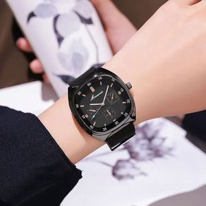 Reloj de cuarzo de moda coreana para hombre con caja de acero inoxidable y correa de silicona estilo simple para deportes y negocios - Product Image 3