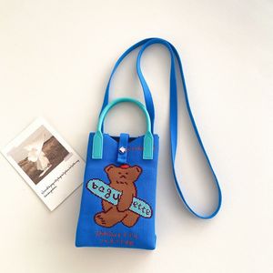 Mignon tricot Mini poignet sac pour femmes personnalisé tricoté bandoulière téléphone portable sac à main coton fermeture éclair à la main sac d'emballage pour les filles - Product Image 2