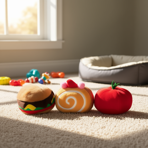 Juguetes de Peluche Yommy para Mascotas, Peluches de Tomates, Hamburguesas y Pasteles de 10-12 cm para Perros y Gatos, para Masticar y Jugar - Product Image 3