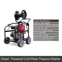 Nettoyeur haute pression diesel commercial 3625 PSI 25 MPa 3600 tr/min pour extérieur, poubelle industrielle, nettoyeur haute pression diesel industriel