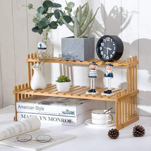 بيع بالجملة 2-الطبقة الدائمة نوع خشبي حامل نبات الطاولة مزدوج الطبقة عصاري وعاء عرض الرف منظم لتخزين الزهور - Product Image 6