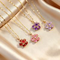 Nouvelle chaîne de clavicule rotative avec fleurs en zircon coloré micro-incrustées, style européen et américain, tendance et à la mode