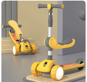 <span class=keywords><strong>Trottinette</strong></span> pliable multifonctionnelle à trois roues pour enfants avec siège amovible, roues LED, technologie de capteur - Design moderne pour une utilisation en extérieur - Product Image 2