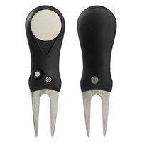 Outil de réparation de divots de golf, type couteau à lame escamotable, avec bouton pop-up, marqueur de balle magnétique, léger, en acier inoxydable, pliable, accessoire pour club de golf
