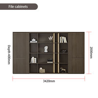 Ensemble de mobilier de bureau de direction : Bureau avec unité murale assortie, étagère et armoire de rangement pour projets d'entreprise et d'hôtellerie