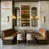 Bancs demi-circulaires incurvés pour café, ensemble table et chaises pour café et restaurant, mobilier de banquette