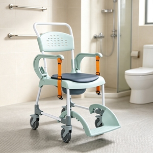 Factory OEM Bathroom Safety Multifunction <b>Portable</b> <b>Shower</b> Patient Lift Plastic Commode Wheel Chair With Four Wheels For Homeuse - Product Image 6