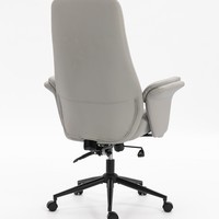Chaise de bureau à dossier haut grise en cuir PU rayé verticalement, chaise de direction ergonomique confortable avec rembourrage doux et réglage de la hauteur