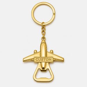 En gros Décapsuleur avion en métal doré et argenté, porte-clés de voyage, cadeau aviation, breloque de sac, porte-clés - Product Image 3