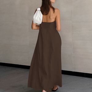 เดรสยาวแบบใหม่ไร้แขนสไตล์เซ็กซี่สำหรับงานปาร์ตี้  ชุดเดรสหรูหราสำหรับผู้หญิง รับผลิตแบบ OEM - Product Image 3