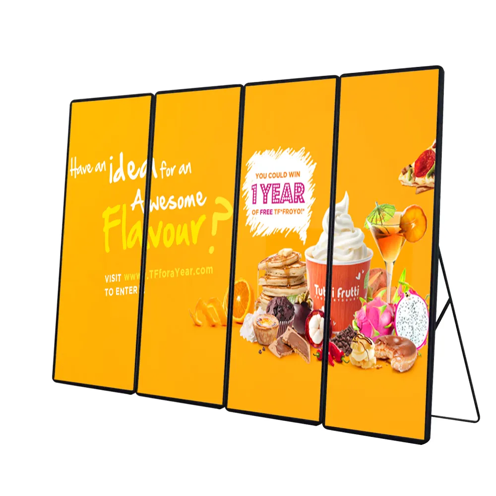 standing poster LED display outdoor LED poster frame display smart advertising player LED screen poster display