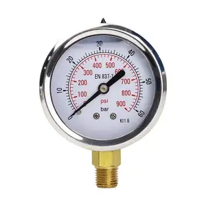 YN60 pengukur tekanan tahan guncangan psi/bar pengukur tekanan skala ganda NPT1/4, ZG1/4 produsen langsung