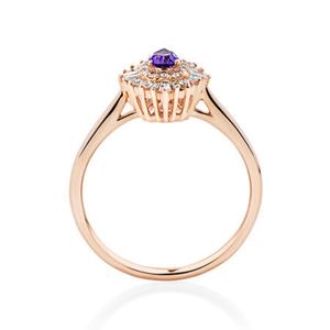 18K Rose <b>Gold</b> Plated 925 Sterling Silver Pear Cut Amethyst Engagement <b>Ring</b> with Double Halo Trendy Design for Wedding & Party - Product Image 2