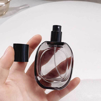 Botella de Perfume de Vidrio al por Mayor de 30 ml con Tapa de Rosca, Diseño Transparente Gris Ahumado Esmerilado, Botella de Spray Reutilizable